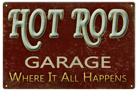 Hot Rod Garage Metal Sign