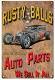 Rusty Balls Auto Parts Garage Art Metal Sign