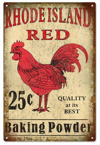 Rhode Island Red Baking Powder Metal Sign