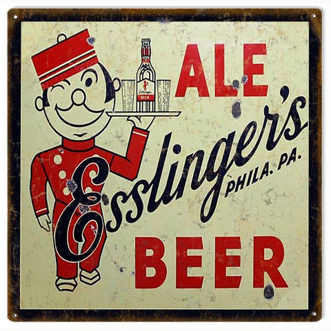 Vintage Esslingers Ale Beer Metal Sign