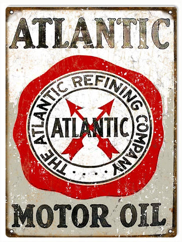 Vintage Atlantic Motor Oils Metal Sign