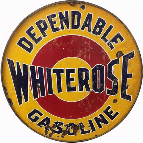 Vintage Whiterose Gasoline Metal Sign