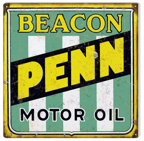 Vintage Beacon Penn Motor Oil Metal Sign
