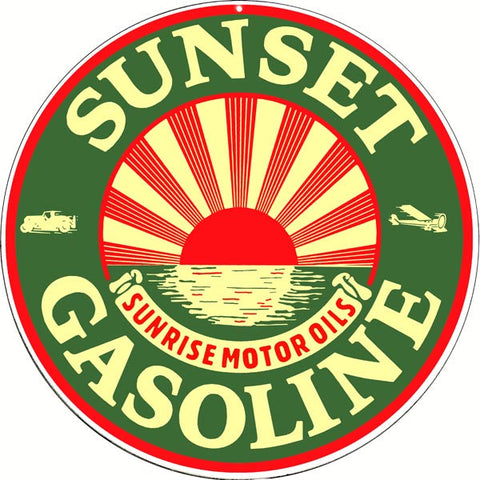 Sunset Gasoline Metal Sign