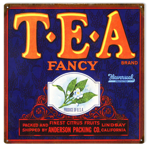 Vintage TEA Produce Metal Sign