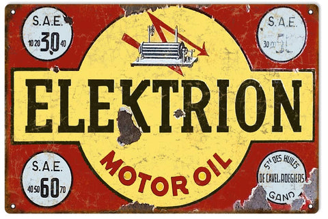 Vintage Elektrion Motor Oil Metal Sign