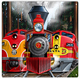 Three Trains Santa Fe Southern Pacific and 440 Locomotive Metal Sign