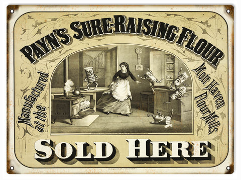 Vintage Payns Sure Raising Flour Metal Sign