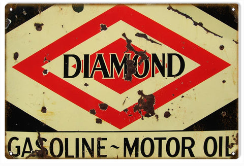 Vintage Diamond Motor Oil Metal Sign