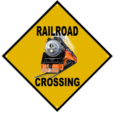 Railroad Crossing Daylight Engine Metal Sign