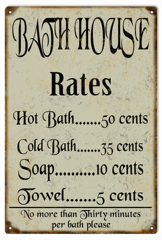 Vintage Bath House Metal Sign
