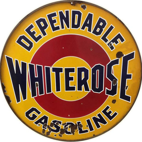Vintage Whiterose Gasoline Metal Sign