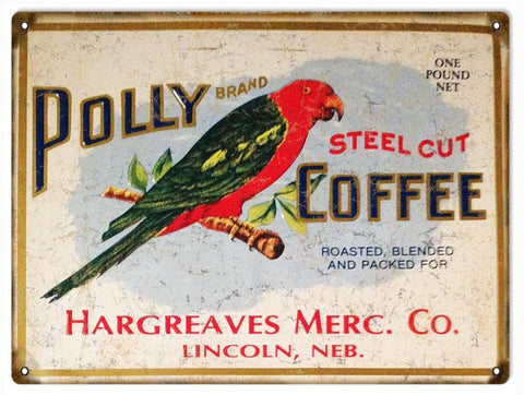 Vintage Polly Coffee Metal Sign
