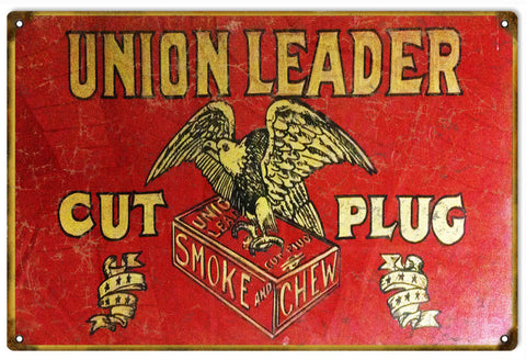 Vintage Union Leader Cigar Metal Sign