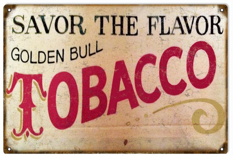 Vintage Golden Bull Tobacco Metal Sign