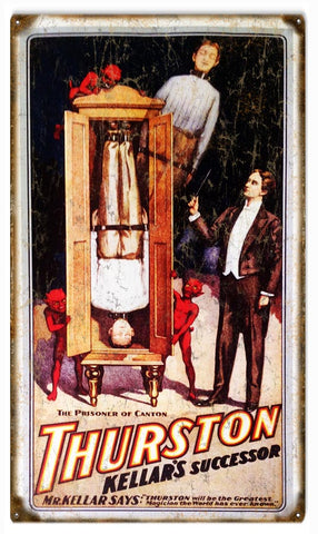 Vintage Thurston Keller Magician Metal Sign