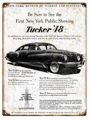 Vintage Tucker 48 Automobile Metal Sign