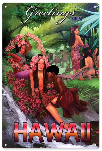 Greetings From Hawaii Island Metal Sign