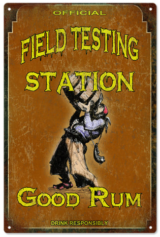 Field Testing Station Rum Bar Metal Sign