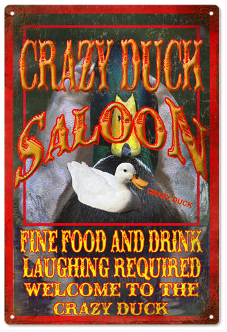 Vintage Crazy duck Saloon Metal Sign