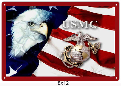 USMC Eagle Flag Metal Sign