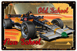 Old School New School Hot Rod Metal Sign