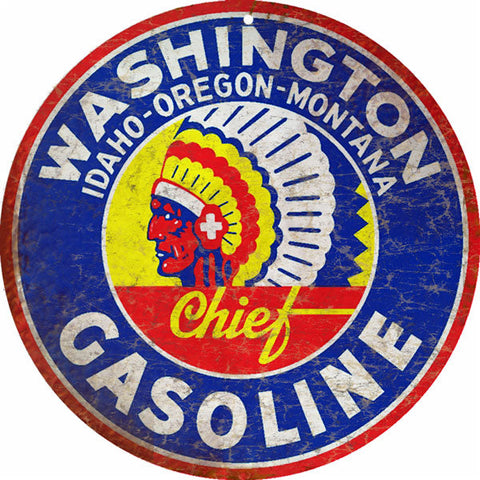 Vintage Washington Chief Gasoline Metal Sign