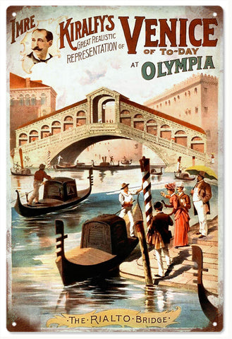 Vintage Imre Kiralfys Venice Of To-Day Metal Sign