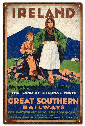 Vintage Ireland Great Southern Railways Metal Sign