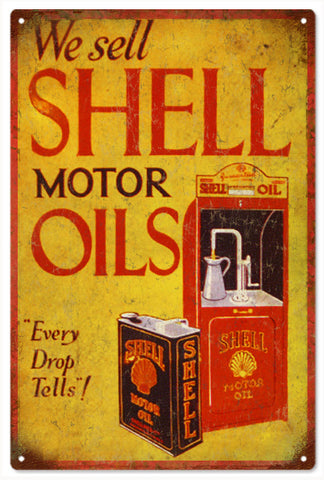 Vintage Shell Motor Oil Gasoline Metal Sign