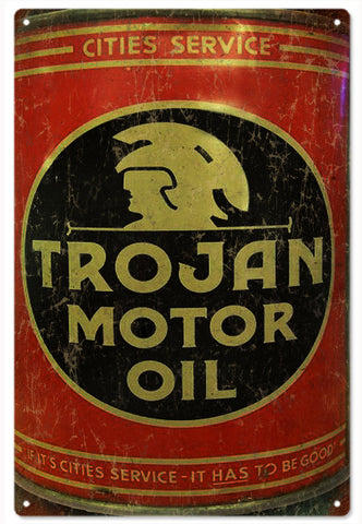 Vintage Trojan Motor Oil Metal Sign
