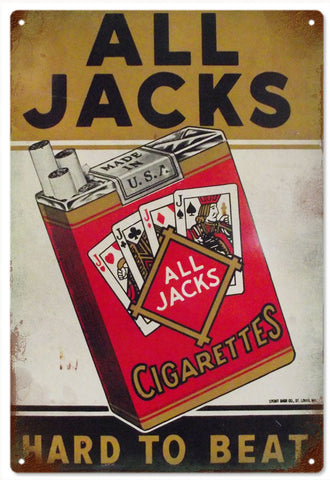 Vintage All Jacks Cigarettes Metal Sign