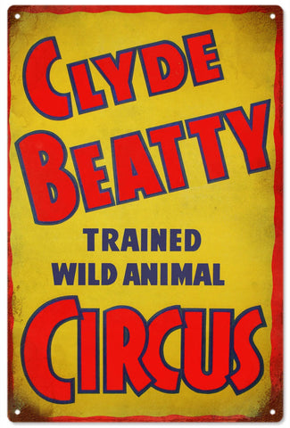 Vintage Clyde Beatty Circus Metal Sign