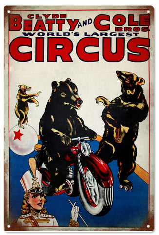 Vintage Clyde Beatty Circus Metal Sign