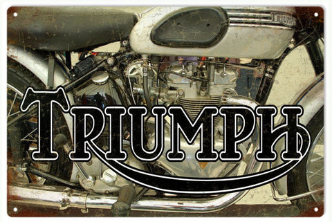 Vintage Triumph Motorcycle Metal Sign