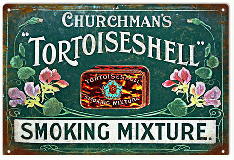 Old School Smoking Mixture Vintage Churchman's Tortoise Shell Vintage Metal Sign