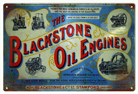 Vintage Blackstone Oil Engine Metal Sign