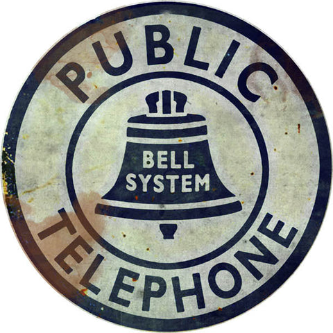 Vintage Public Telephone Metal Sign