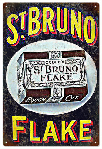 Vintage St.Bruno Flake Cigar Metal Sign