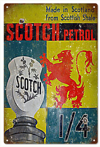 Vintage Scotch Petrol Gasoline Metal Sign