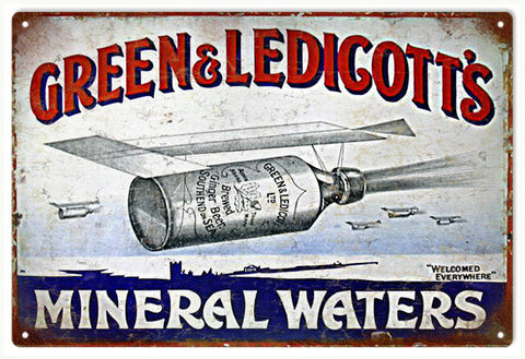 Vintage Green And Ledicotts Water Metal Sign