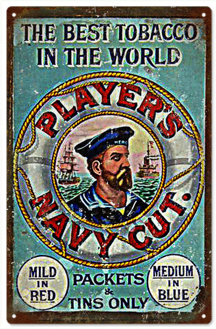 Vintage Players Navy Cut Cigar Metal Sign