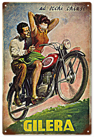 Vintage Gilera Motorcycle Metal Sign