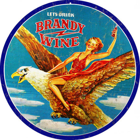 Vintage Brandy Wine Metal Sign