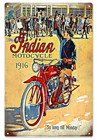 Vintage Indian Motocycle Metal Sign