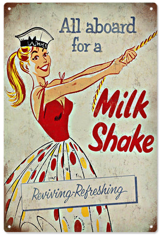 Vintage Milk Shake Metal Sign