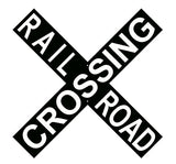 Black With White Cross Buck Railroad Metal Sign
