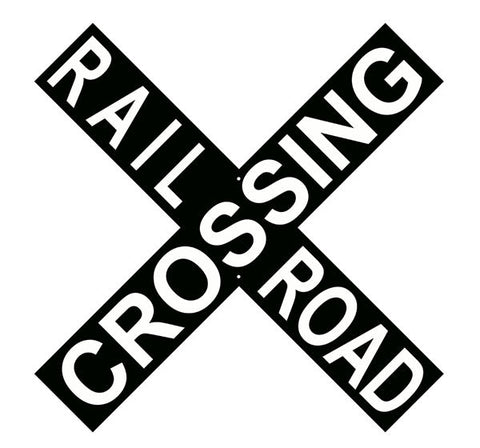 Black With White Cross Buck Railroad Metal Sign