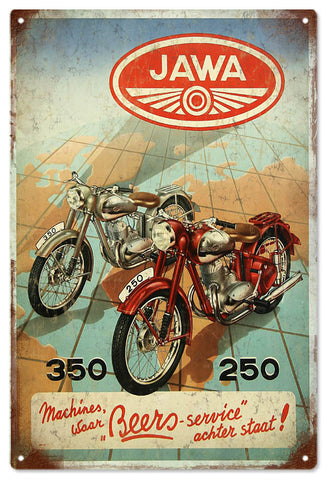 Vintage Jawa Motorcycle Metal Sign