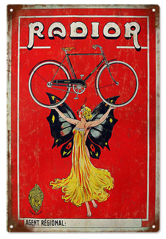 Vintage Radior Fairy And Bike Metal Sign